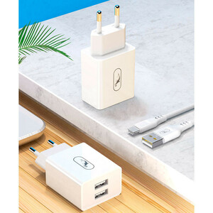 شارژر دیواری 10.5 وات اسکای دلفین SC30T 2.1A + کابل تایپ سی