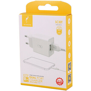 شارژر دیواری 10.5 وات اسکای دلفین SC30T 2.1A + کابل تایپ سی