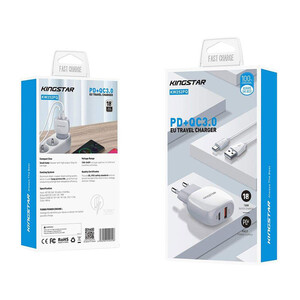 شارژر دیواری 20 وات کینگ استار KW252PQ 3A QC3 PD