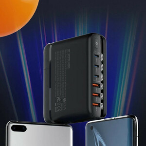 شارژر دیواری 140 وات الدینیو A6140C GaN QC5.0 PD 5A + کابل تبدیل تایپ سی و تبدیل برق