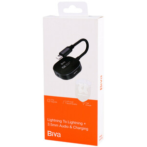 مبدل 1 به 2 لایتنینگ به لایتنینگ و جک 3.5 میلی متری صدا Biva JACK-02L