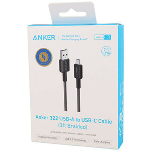 کابل تایپ سی فست شارژ 15 وات Anker 322 A81H5 طول 90 سانتی متر