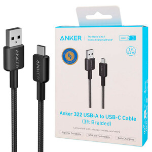 کابل تایپ سی فست شارژ 15 وات Anker 322 A81H5 طول 90 سانتی متر