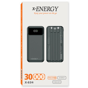 پاور بانک فست شارژ ایکس انرژی X-834 QC3.0 PD 22.5W ظرفیت 30000 میلی آمپر ساعت