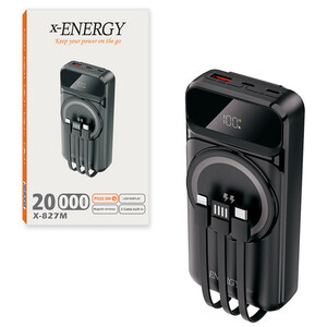 پاور بانک بی سیم فست شارژ ایکس انرژی X-827M QC3.0 PD 22.5W ظرفیت 20000 میلی آمپر ساعت