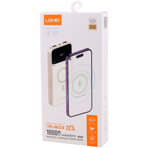 پاور بانک بی سیم فست شارژ الدینیو PQ12 QC3.0 PD 22.5W ظرفیت 10000 میلی آمپر ساعت