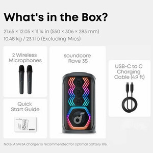 اسپیکر چمدانی بلوتوثی انکر SoundCore Rave 3S A31A3 + میکروفون