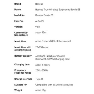 هندزفری بلوتوث دو تایی Baseus Bowie E8 NGE8 TWS