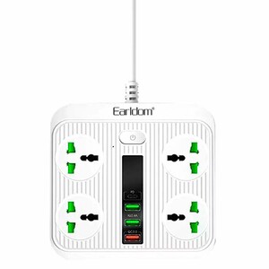 چند راهی 4 خانه ارلدام ES-SC05 با کابل 2 متری + شارژر USB و Type-C