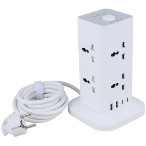 چند راهی 8 خانه هایکو استار HS-PS322 با کابل 2 متری + شارژر USB و Type-C