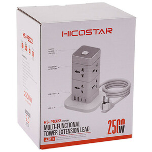 چند راهی 8 خانه هایکو استار HS-PS322 با کابل 2 متری + شارژر USB و Type-C
