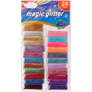 پودر اکلیل رنگی Magic Glitter بسته 24 عددی