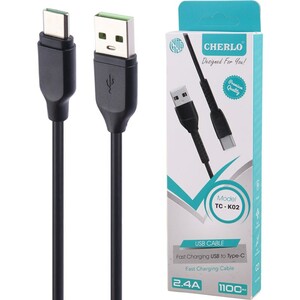 کابل تایپ سی فست شارژ 2.4 آمپر چرلو TC-K02 طول 1.1 متر