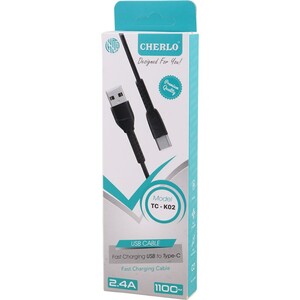 کابل تایپ سی فست شارژ 2.4 آمپر چرلو TC-K02 طول 1.1 متر
