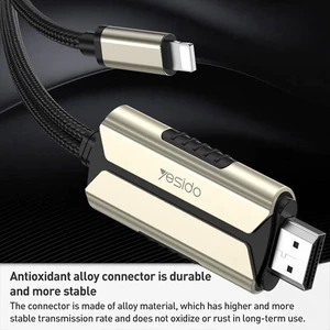 کابل تبدیل Lightning به HDMI یسیدو HM13 طول 2 متر