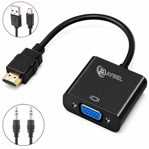 تبدیل HDMI به VGA بایبل C-28 + کابل صدا و کابل Micro USB
