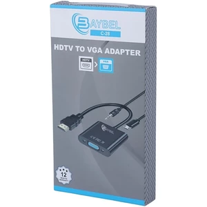 تبدیل HDMI به VGA بایبل C-28 + کابل صدا و کابل Micro USB