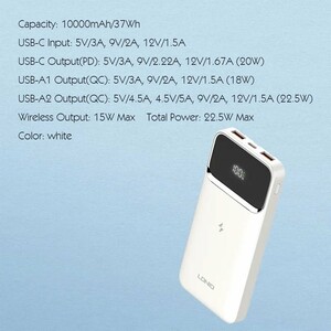 پاور بانک بی سیم فست شارژ الدینیو PQ11 QC3.0 PD 22.5W ظرفیت 10000 میلی آمپر ساعت