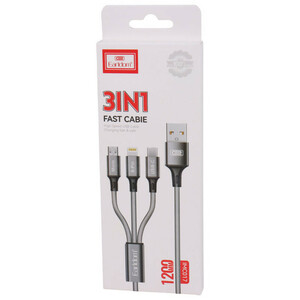 کابل سه سر فست شارژ 2.4 آمپر ارلدام EC-IMC017 طول 1.2 متر