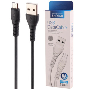 کابل میکرو یو اس بی فست شارژ 5 آمپر شوش SH101A طول 1.1 متر