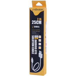 کابل کوتاه میکرو یو اس بی 2.1 آمپر سیبراتون S109A طول 25 سانتی متر
