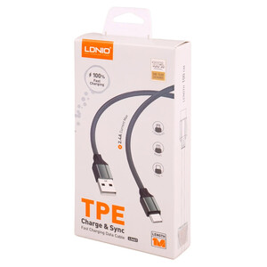 کابل لایتنینگ فست شارژ 2.4 آمپر الدینیو LS441 طول 1 متر