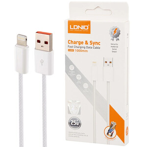 کابل لایتنینگ فست شارژ 25 وات الدینیو LS901 طول 1 متر