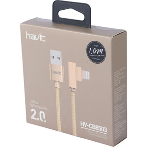کابل لایتنینگ 2 آمپر هویت HV-CB8503 یکسر L طول 1 متر