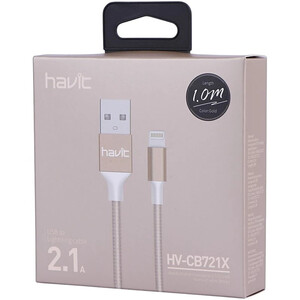 کابل لایتنینگ فست شارژ 2.1 آمپر هویت HV-CB721X طول 1 متر