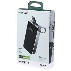 پاور بانک فست شارژ گرین لاین Madrid 10 GL-PX31 GNMAD10PBKGY PD 35W ظرفیت 10000 میلی آمپر ساعت