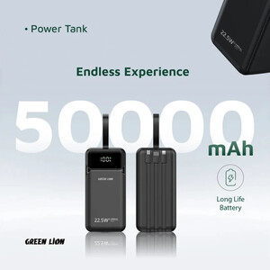 پاور بانک فست شارژ گرین لاین Power Tank GL-PBT50 GNPWT50KPB PD3.0 22.5W ظرفیت 50000 میلی آمپر ساعت