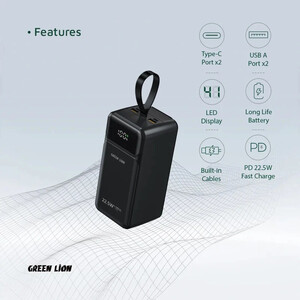 پاور بانک فست شارژ گرین لاین Power Tank GL-PBT50 GNPWT50KPB PD3.0 22.5W ظرفیت 50000 میلی آمپر ساعت