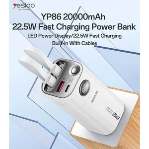 پاور بانک فست شارژ یسیدو YP86 PD 22.5W ظرفیت 20000 میلی آمپر ساعت