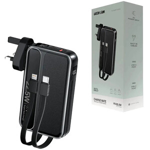 شارژر دیواری و پاور بانک فست شارژ گرین لاین Charge Mate GL-PBX5 PD QC 22.5W ظرفیت 10000 میلی آمپر ساعت