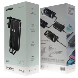 شارژر دیواری و پاور بانک فست شارژ گرین لاین Charge Mate GL-PBX5 PD QC 22.5W ظرفیت 10000 میلی آمپر ساعت