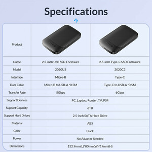 باکس هارد 2.5 اینچی HDD/SSD اوریکو 2020U3-V1