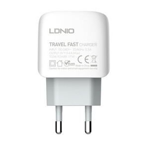 شارژر دیواری فست شارژ LDNIO A3312 3Port 3.4A 17W  به همراه کابل تایپ سی