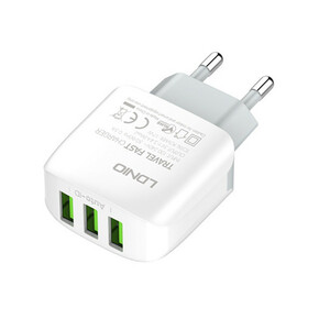 شارژر دیواری فست شارژ LDNIO A3312 3Port 3.4A 17W  به همراه کابل تایپ سی