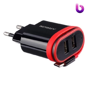 شارژر سیم وصل تایپ سی Arson AN-06 + دو پورت USB