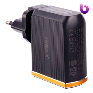شارژر دیواری فست شارژ Hiska H-114PD 2Port QC3.0 PD 3A 38W Type-C + کابل تبدیل تایپ سی