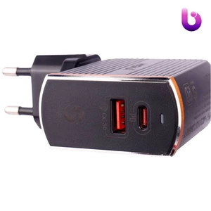 شارژر دیواری فست شارژ Hiska H-114PD 2Port QC3.0 PD 3A 38W Type-C + کابل تبدیل تایپ سی