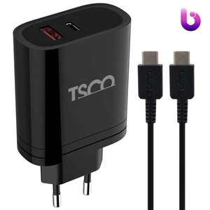 شارژر دیواری فست شارژ TSCO TTC 66 2Port QC3.0 PD 3A 38W Type-C + کابل تبدیل تایپ سی