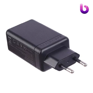 شارژر دیواری فست شارژ Hiska H-126 GaN 2Port QC3.0 PD 5A 65W + کابل تبدیل تایپ سی