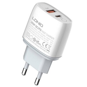 شارژر دیواری فست شارژ Ldnio A2424C QC3.0 PD 3.6A 20W + کابل تبدیل تایپ سی