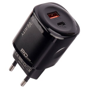 شارژر دیواری فست شارژ Verity AP-2125 2Port 3A QC3.0 PD 20W + کابل تایپ سی