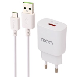 شارژر دیواری فست شارژ TSCO TTC61 QC3 PD 3.6A + کابل تایپ سی