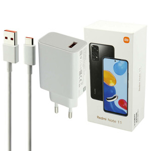 شارژر دیواری فست شارژ Xiaomi NOTE 11/NOTE 12 3A PD 33W Type-C + کابل تایپ سی و جعبه گوشی