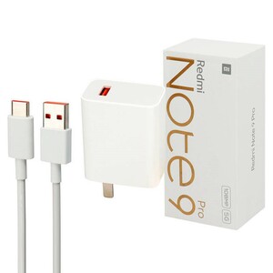 شارژر دیواری فست شارژ Xiaomi Redmi Note 9 Pro 3A QC3 PD 33W سرجعبه + کابل Type-C و جعبه گوشی