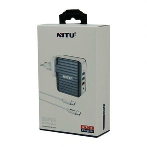 شارژر دیواری فست شارژ Nitu NTPD19 4Port 4.5A QC3.0 PD 39W + کابل تایپ سی و تبدیل EU