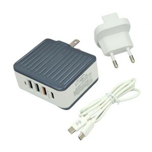 شارژر دیواری فست شارژ Nitu NTPD19 4Port 4.5A QC3.0 PD 39W + کابل تایپ سی و تبدیل EU